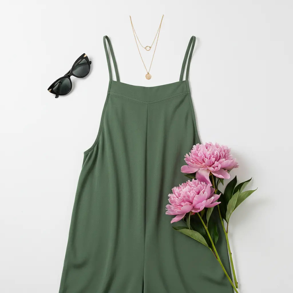 Woman's Rayon Woven Wide Leg Jumpsuit Trendsi