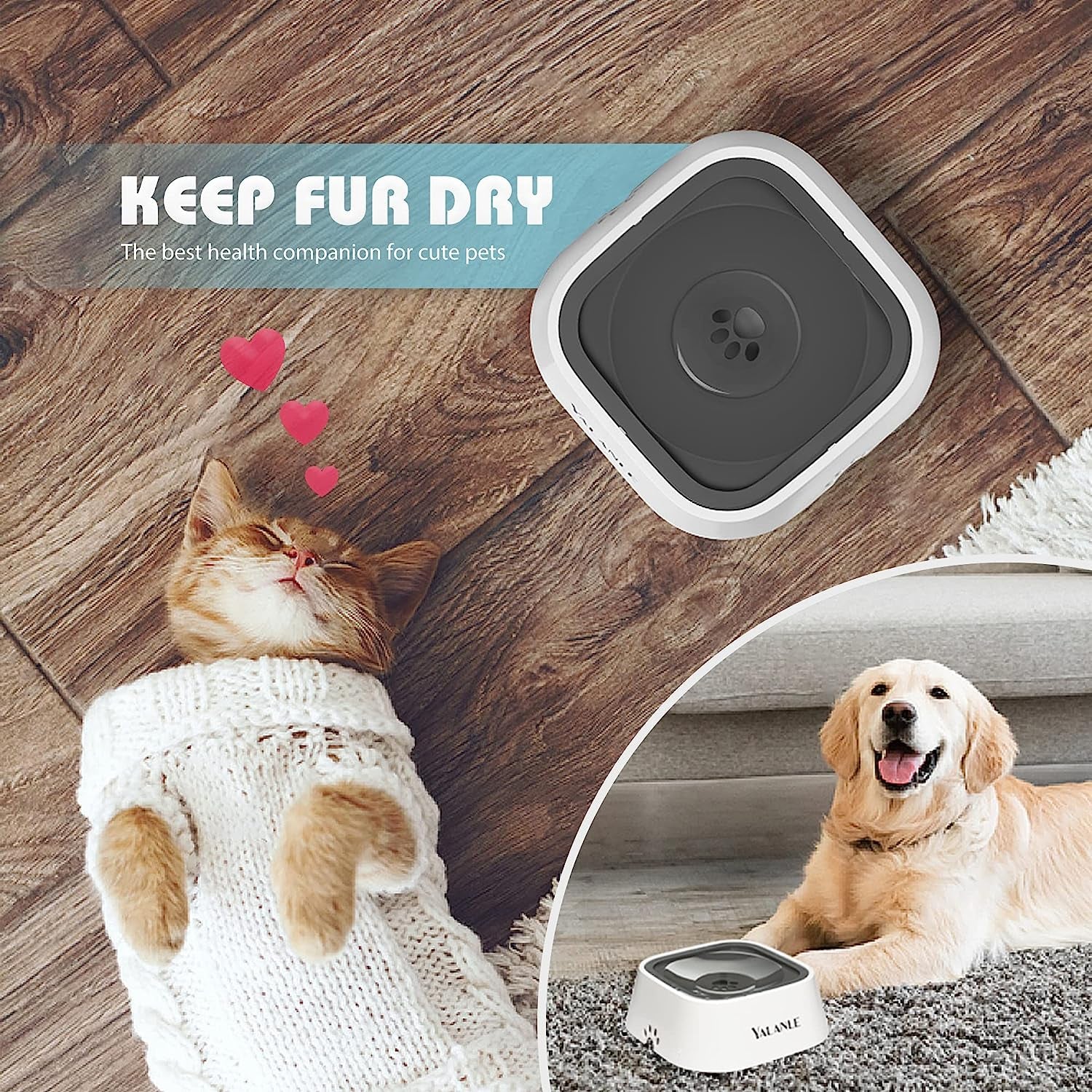 Dog Water Bowl No-Spill Pet Water Bowl Slow Water Feeder Dog Bowl No-Slip Pet Water Dispensr.