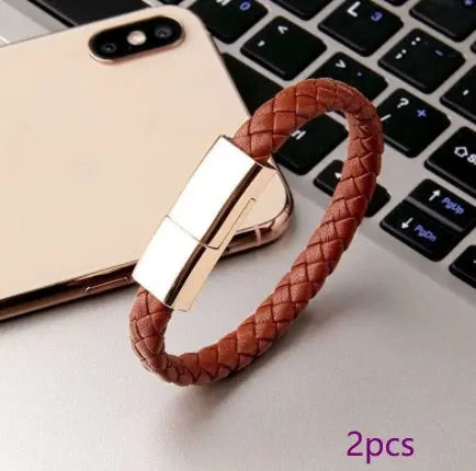 Braided Leather Bracelet Charger (USB/Type‑C/Apple Compatible) CJ
