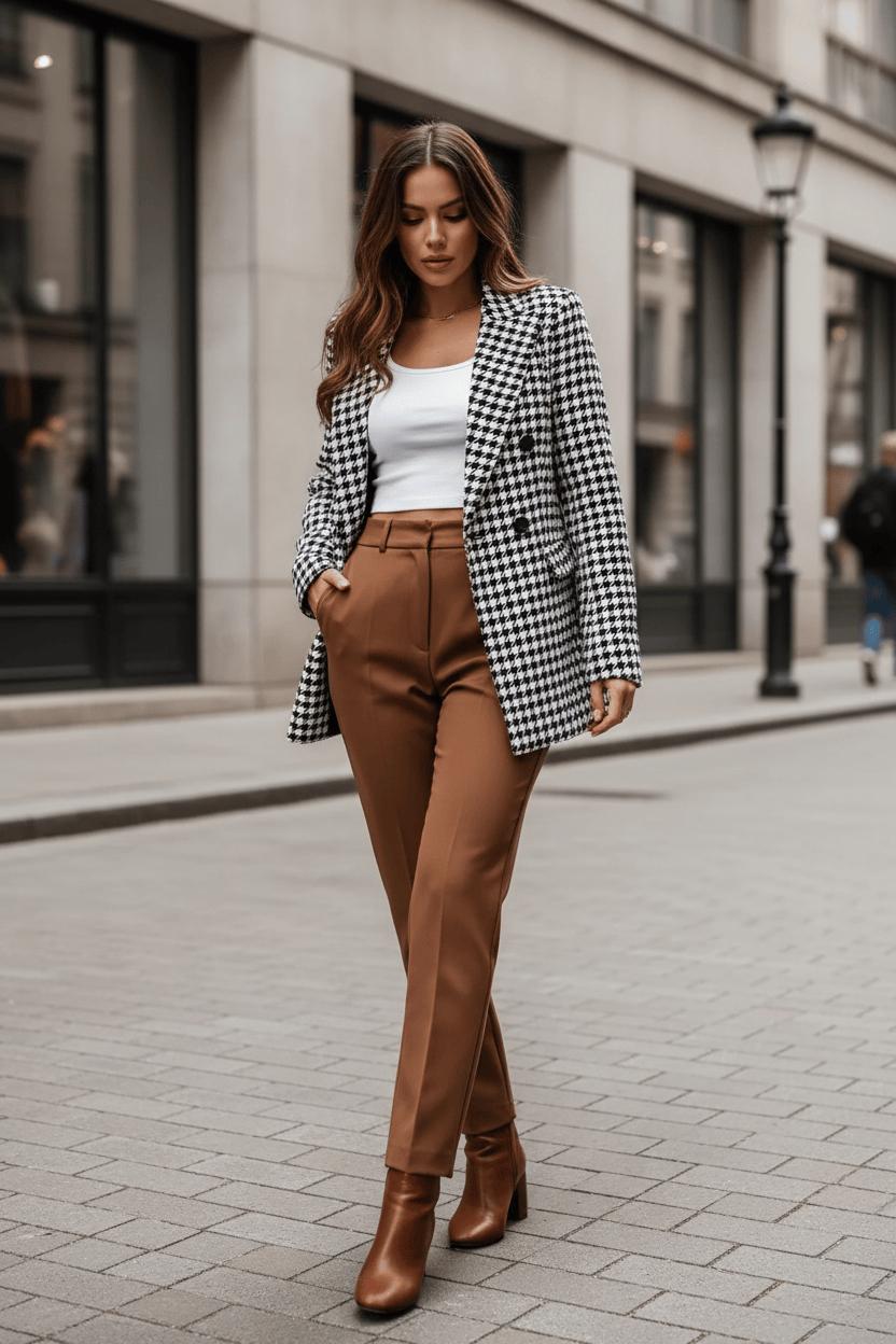 Classic Houndstooth Double-Breasted Blazer Classic Houndstooth Double-Breasted Blazer