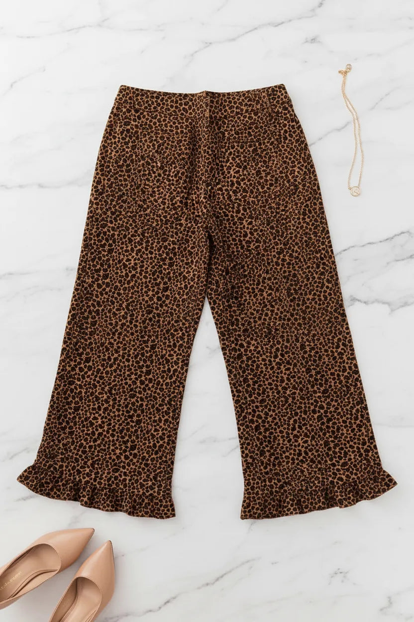 Glamorous Edit✨️Leopard Print Ruffled Hem Shift Jeans Glamorous Edit✨️Leopard Print Ruffled Hem Shift Jeans
