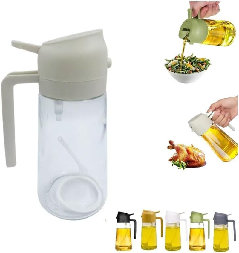 🫒 2-in-1 Olive Oil Dispenser Bottle – 470ml Glass Spray & Pour Bottle for Healthy Cooking