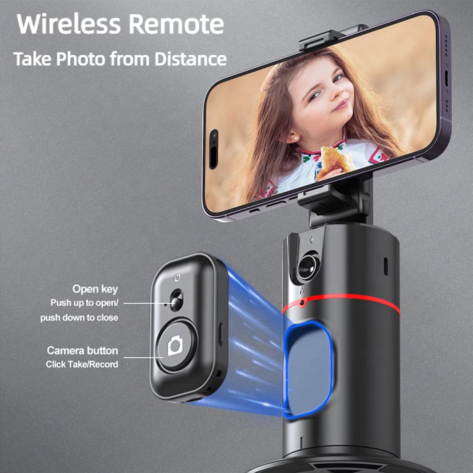 Auto Face Tracking Phone Holder Tripod, No App Required, 360° Rotation Smart Face Body Tracking Tripod Selfie Phone Camera Stand