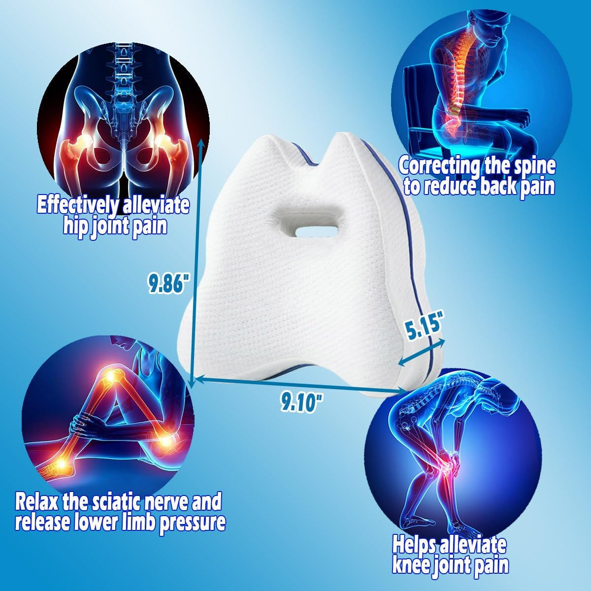 💤 Orthopedic Knee Pillow for Side Sleepers – Memory Foam Leg & Thigh Support
