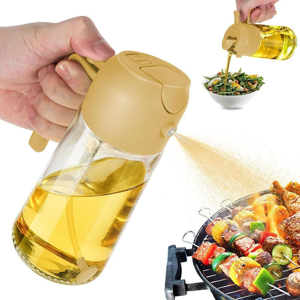 🫒 2-in-1 Olive Oil Dispenser Bottle – 470ml Glass Spray & Pour Bottle for Healthy Cooking