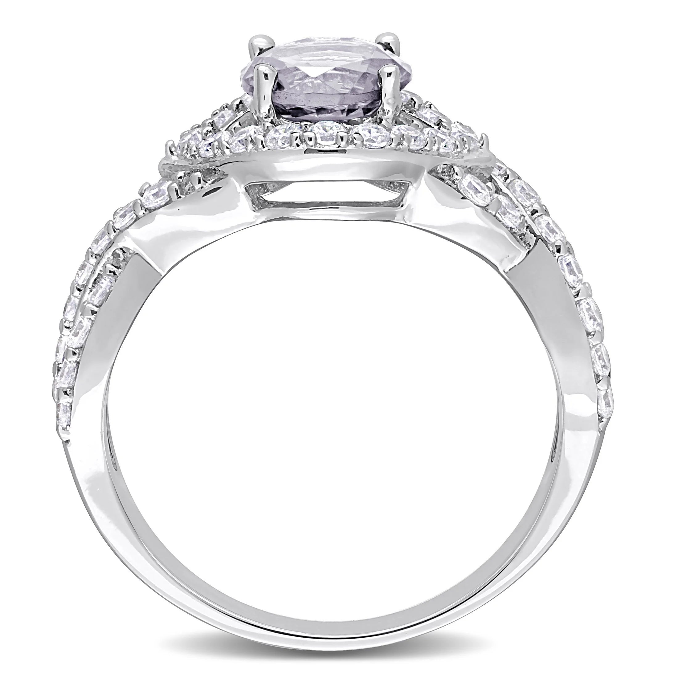 Women's Created Sapphire Sterling Silver Engagement Ring