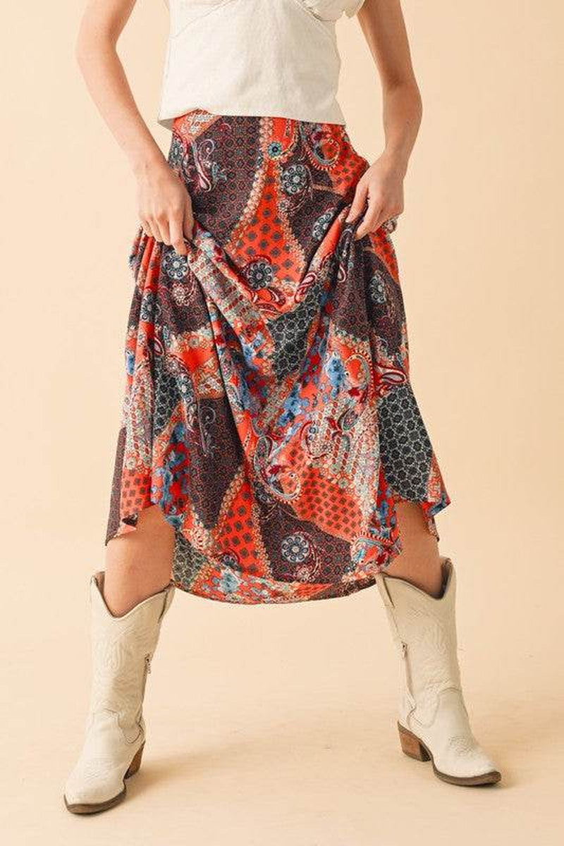 Boho Patchwork Maxi Skirt – Festival-Ready Fall & Holiday Style