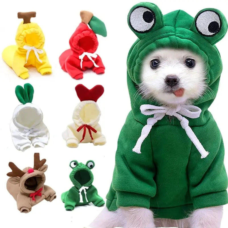 Fruit Print Dog Hoodie for Small Dogs | Soft Fleece Winter Puppy Clothes | Warm Pet Costume for Chihuahua & Frenchie Puracy