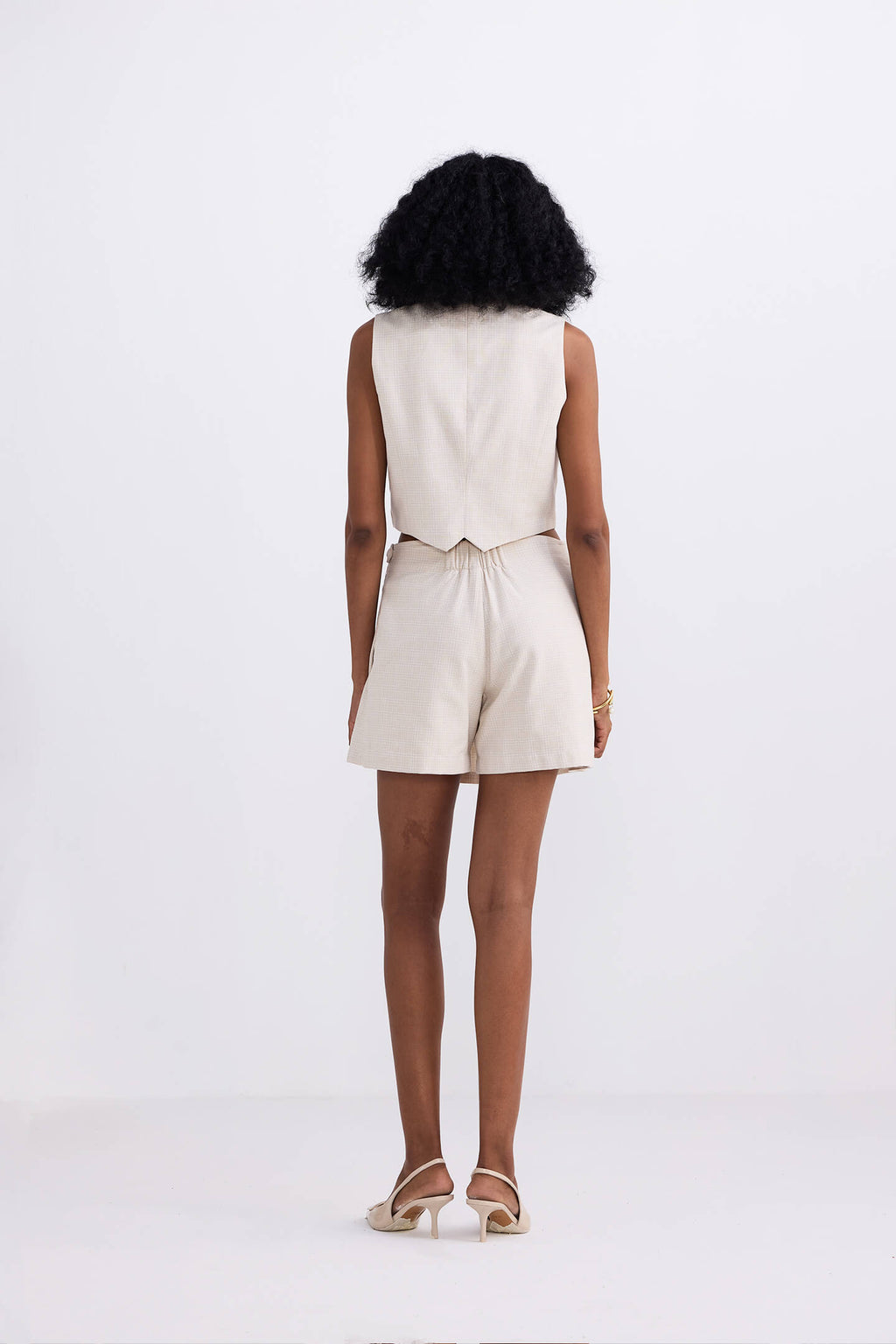 Women's Premium Cotton Tweed Flared Skort in Cream