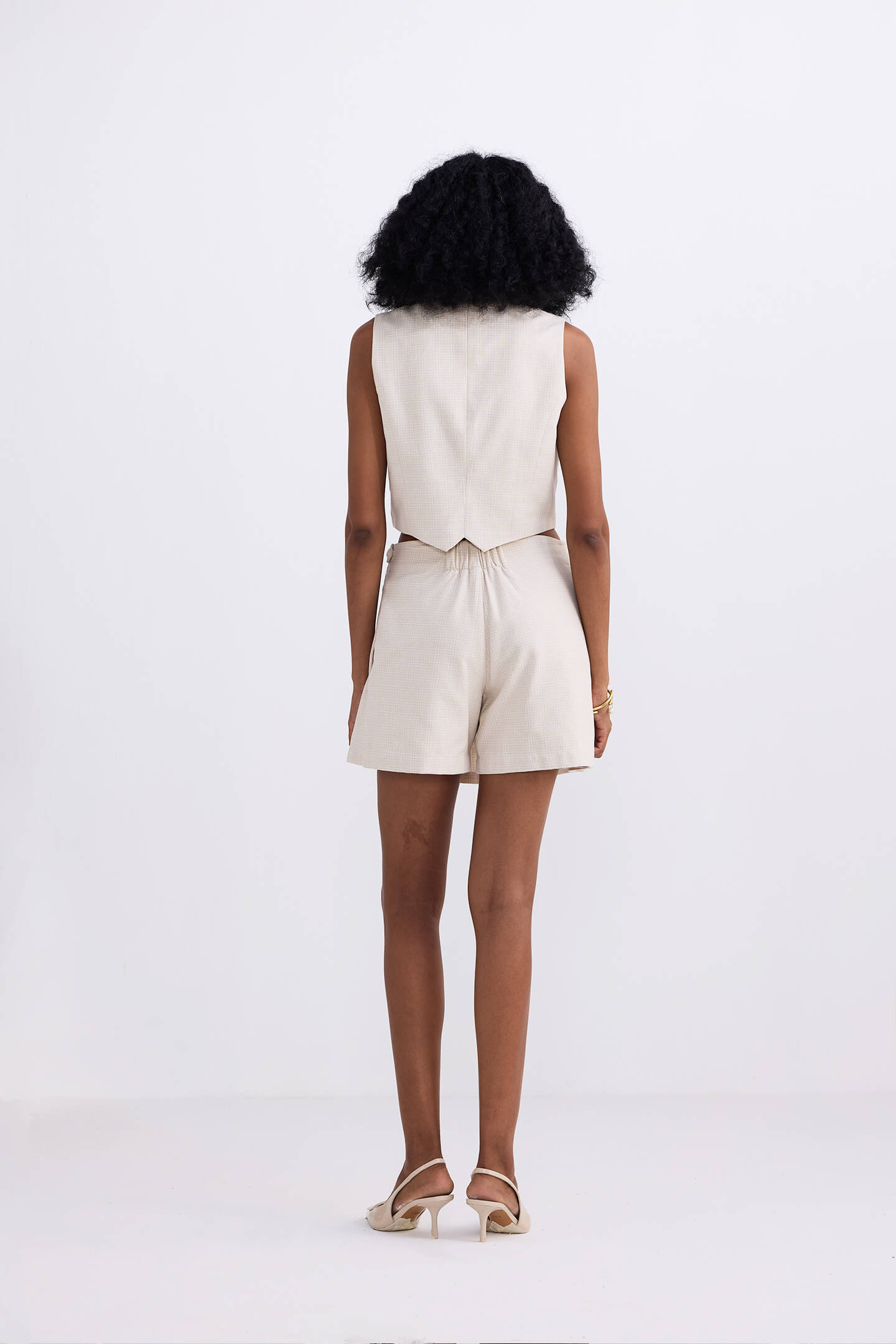 Women's Premium Cotton Tweed Flared Skort in Cream