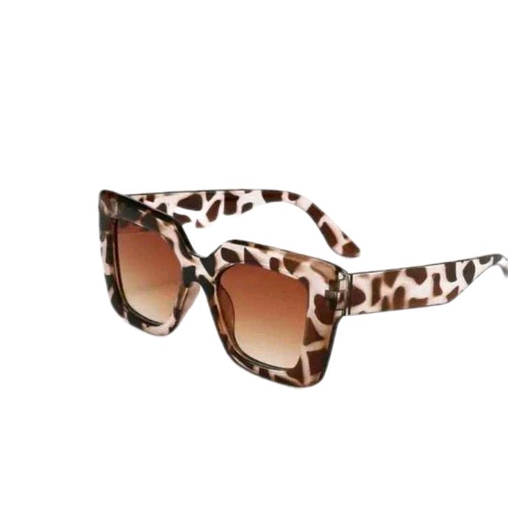 Leopard Oversized Square Sunglasses with Gradient Tawny Lens Anti-Glare