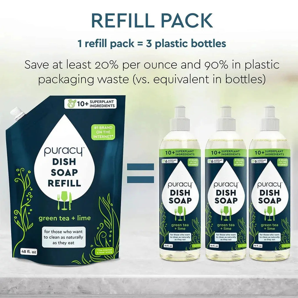 Plant-Based Dish Soap: The Concentrated, Gentle Grease-Fighter Puracy