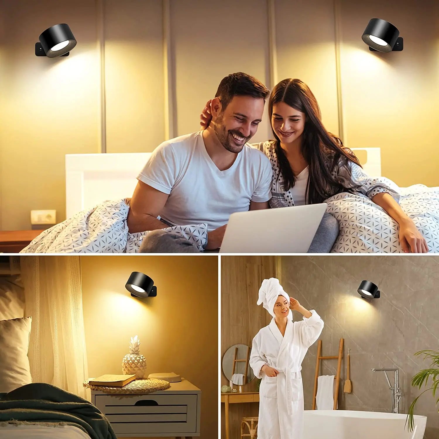 LED Wall Lights (2-Pack) - Rechargeable Bedside Lamp
 * Dimmable