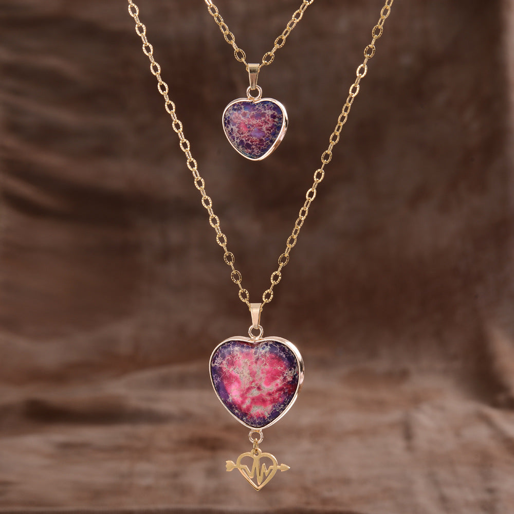 Moonstone Pendant Double Chain Necklace Mother's Day CJ