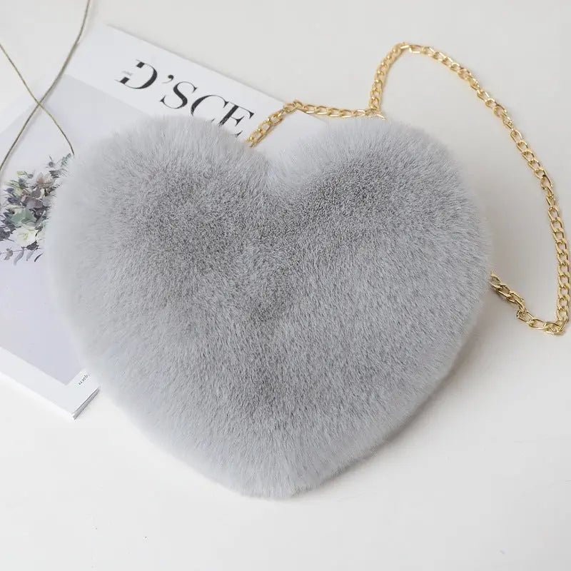 Heart-Shaped Plush Shoulder Bag | The "Dazzle" Comfort Collection CJ