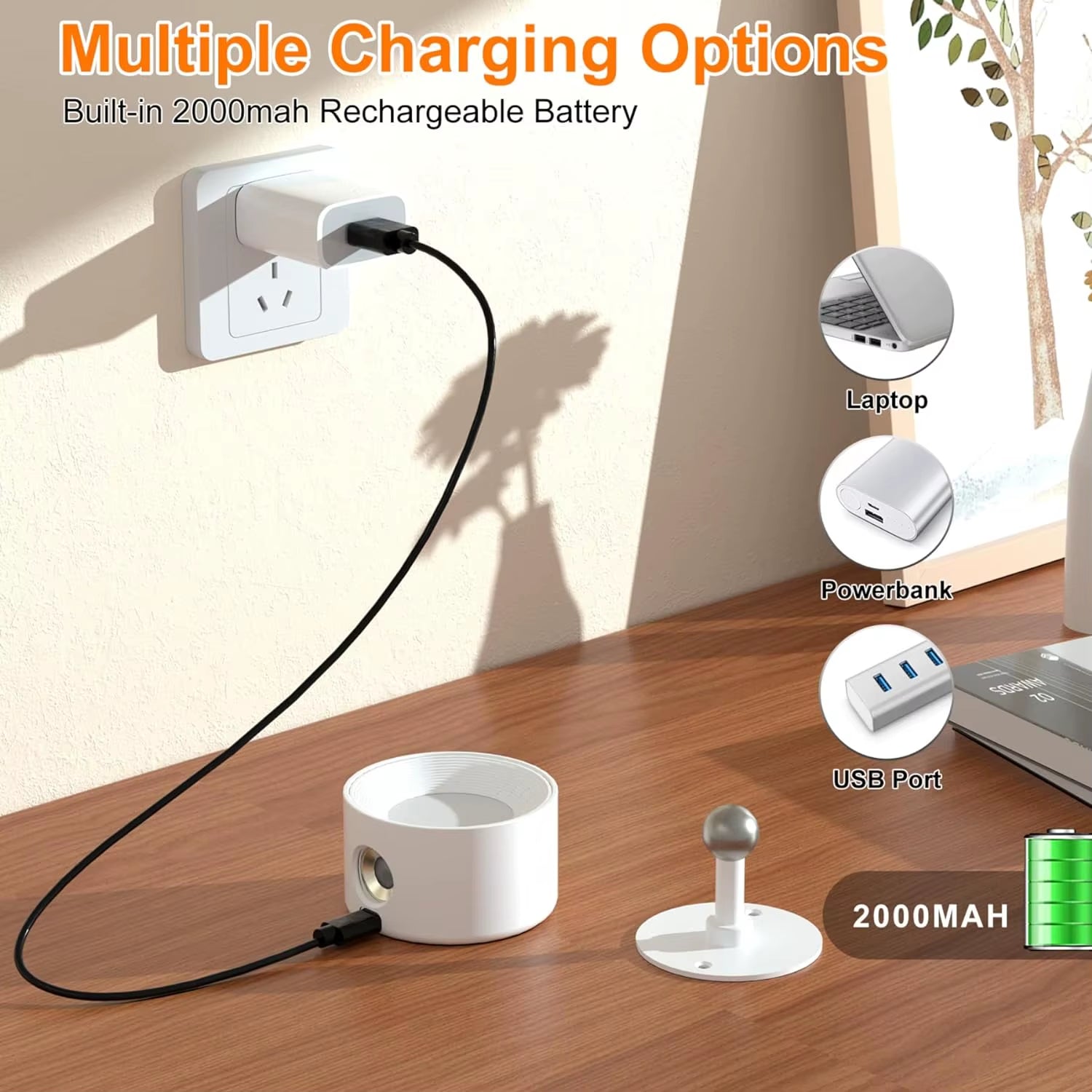 LED Wall Lights (2-Pack) - Rechargeable Bedside Lamp
 * Dimmable