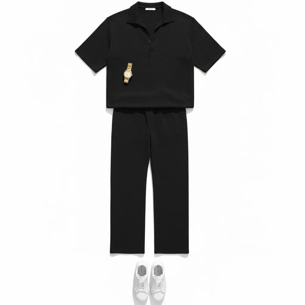 Men's Plus Size Half Sleeve Top and Pants Set Trendsi