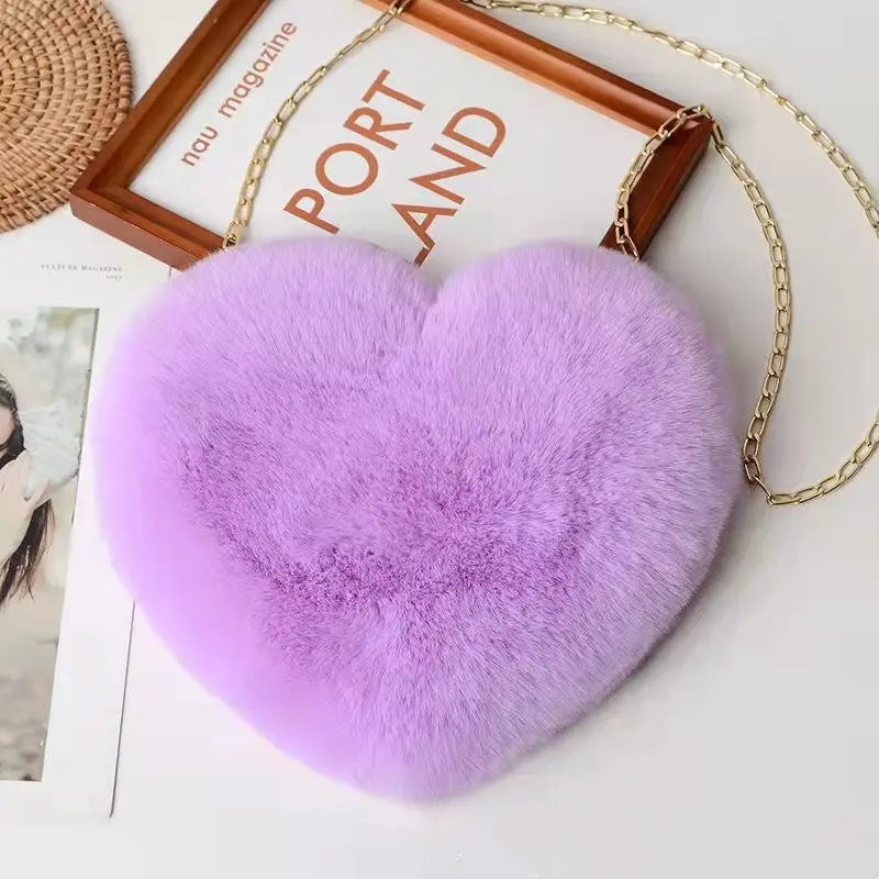 Heart-Shaped Plush Shoulder Bag | The "Dazzle" Comfort Collection CJ
