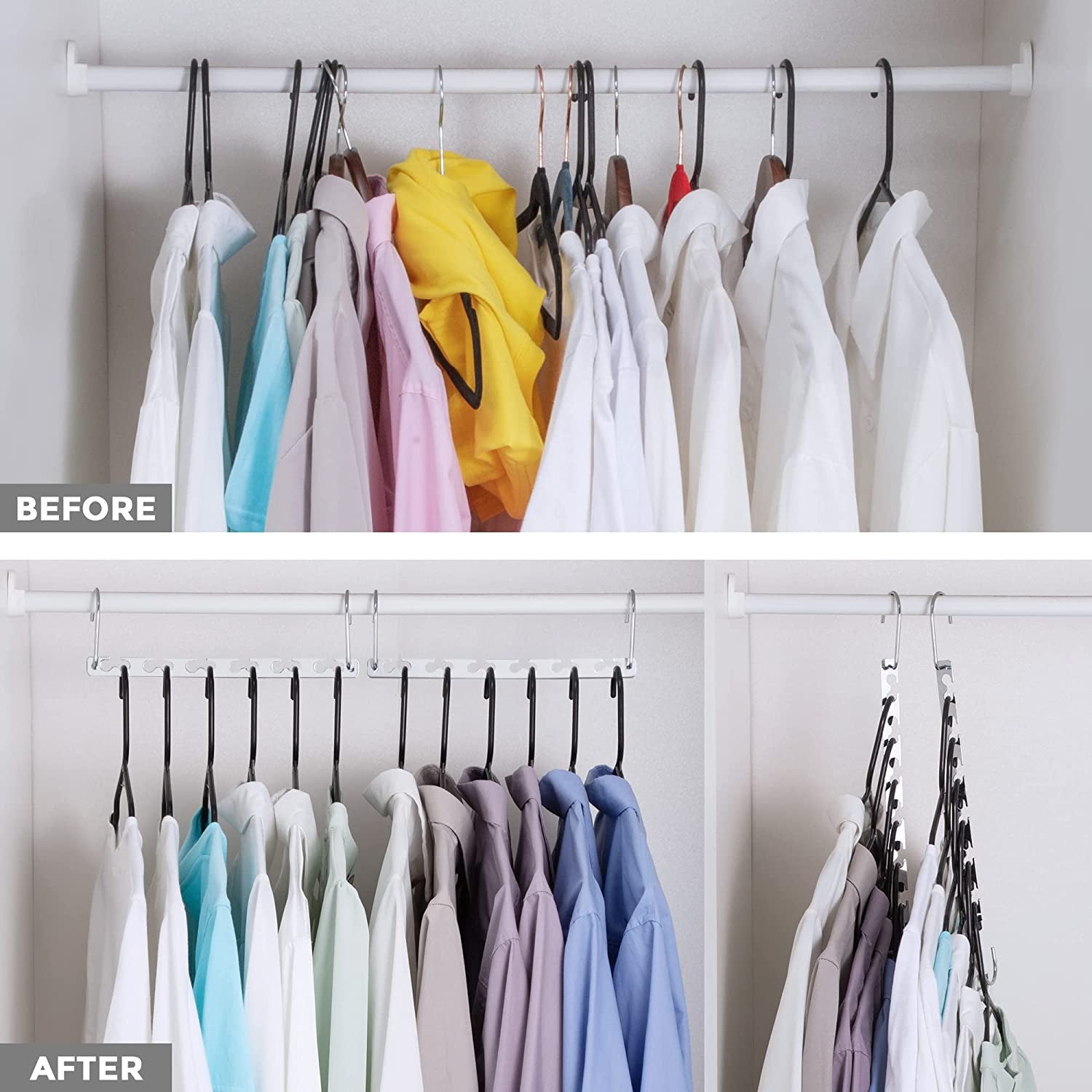 Space Saving Hangers for Clothes 12 Pack, Heavy Duty Hanger Organizer