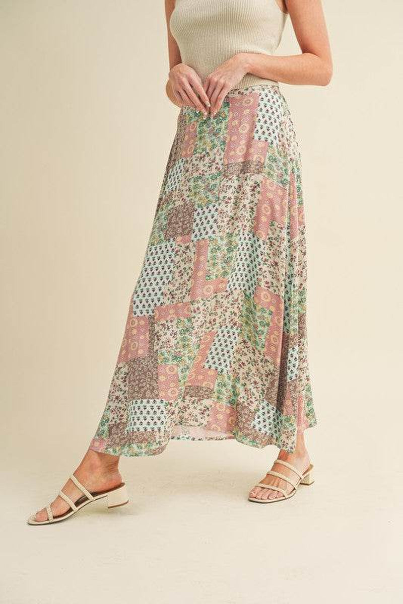 Boho Patchwork Maxi Skirt – Festival-Ready Fall & Holiday Style
