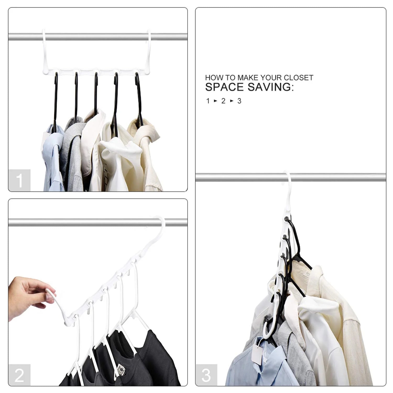 Plastic Space Saving Hangers, Hanger Organizer, Closet Organizer, 16 Pack, White