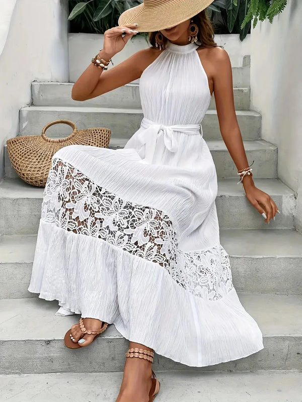 The 'Beyond the Tag' Lace Maxi Dress – Sheer, Belted & Effortlessly Elegant The 'Beyond the Tag' Lace Maxi Dress | Sheer, Belted, - Dias Dazzling 