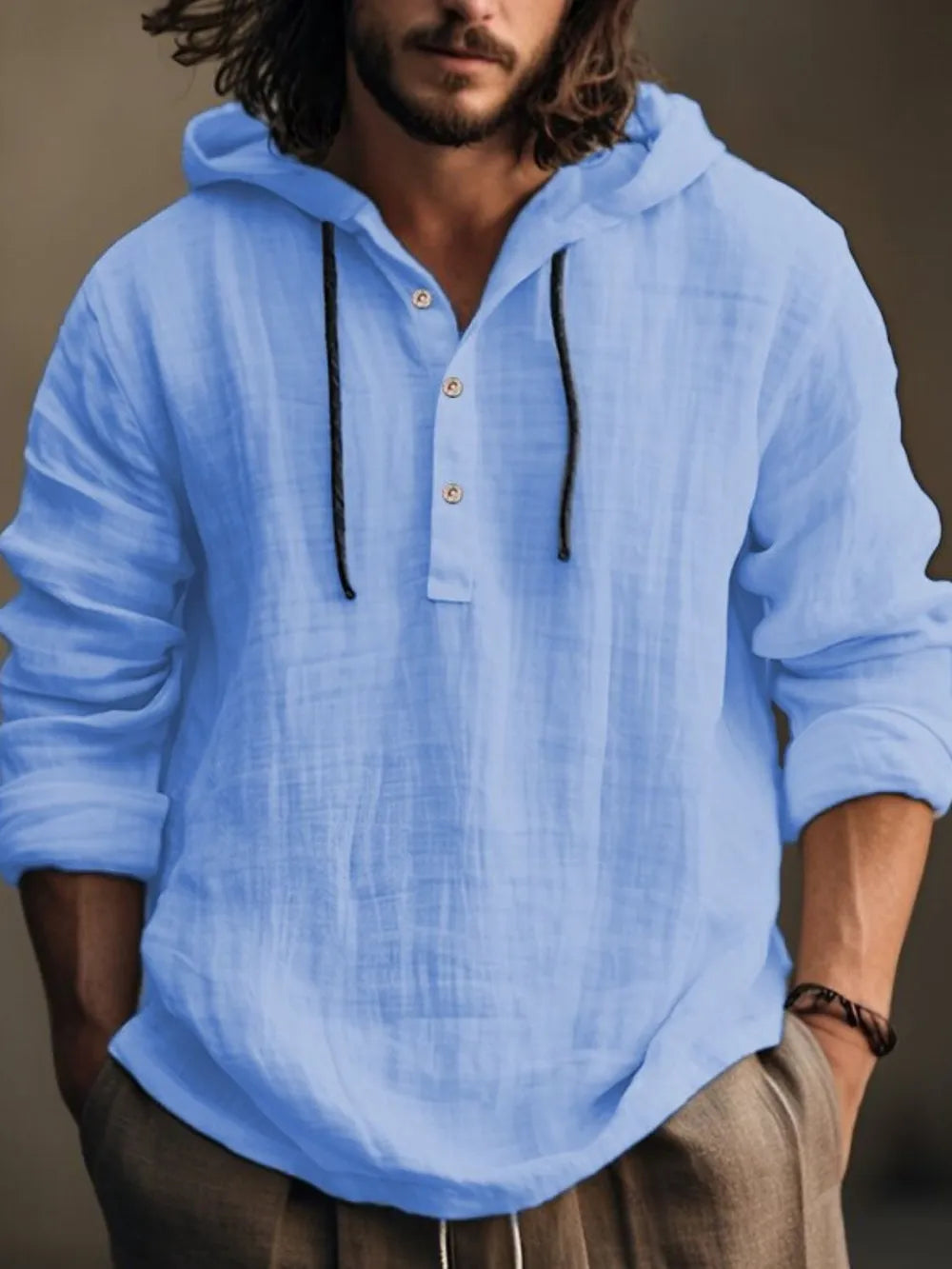 🧥 Full-Size Half-Button Hoodie – Classic Comfort, Confident Fit