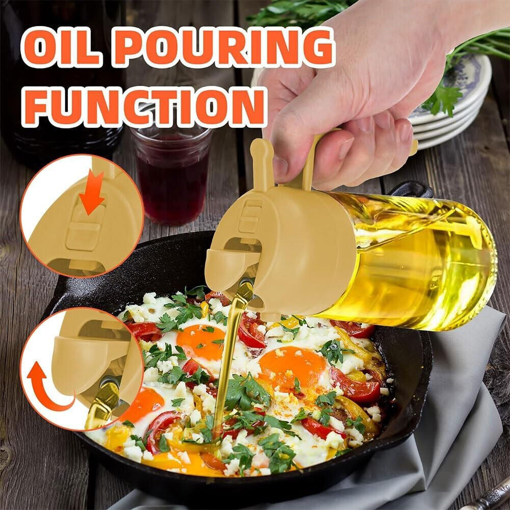 🫒 2-in-1 Olive Oil Dispenser Bottle – 470ml Glass Spray & Pour Bottle for Healthy Cooking