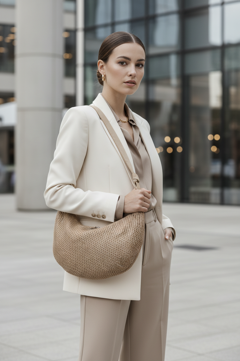 Textured Mesh Knot Shoulder Bag