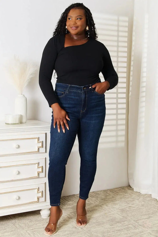 Asymmetrical Neck Long Sleeve Top Asymmetrical Neck Long Sleeve Top - Dias Dazzling Discoveries