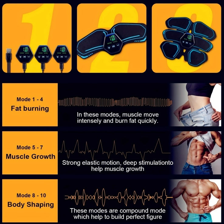 The Dazzling ABS Trainer: EMS Muscle Stimulator with LCD Screen CJ