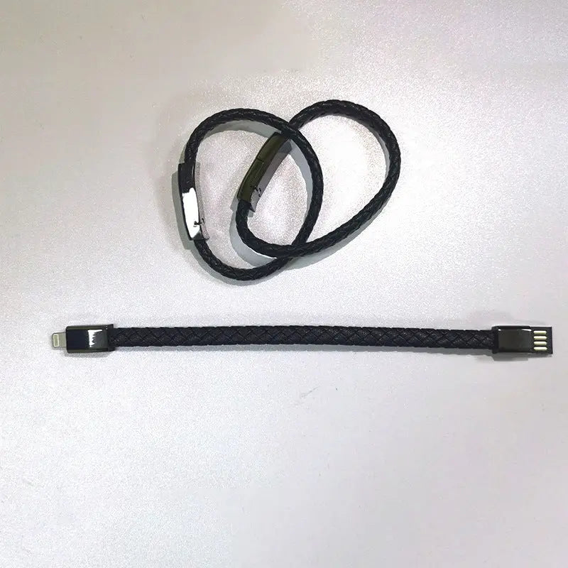 Braided Leather Bracelet Charger (USB/Type‑C/Apple Compatible) CJ
