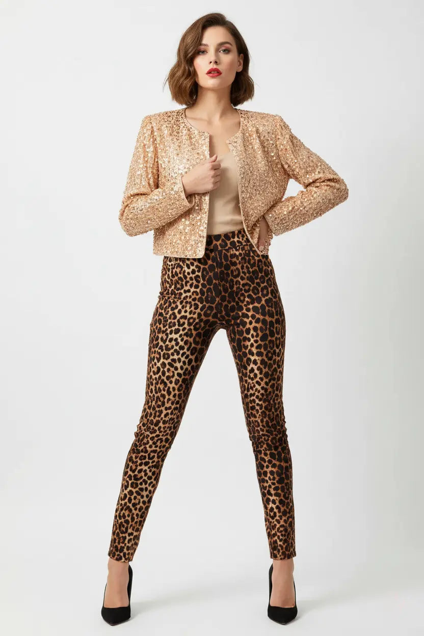 Sequin Open Front Long Sleeve Jacket Trendsi