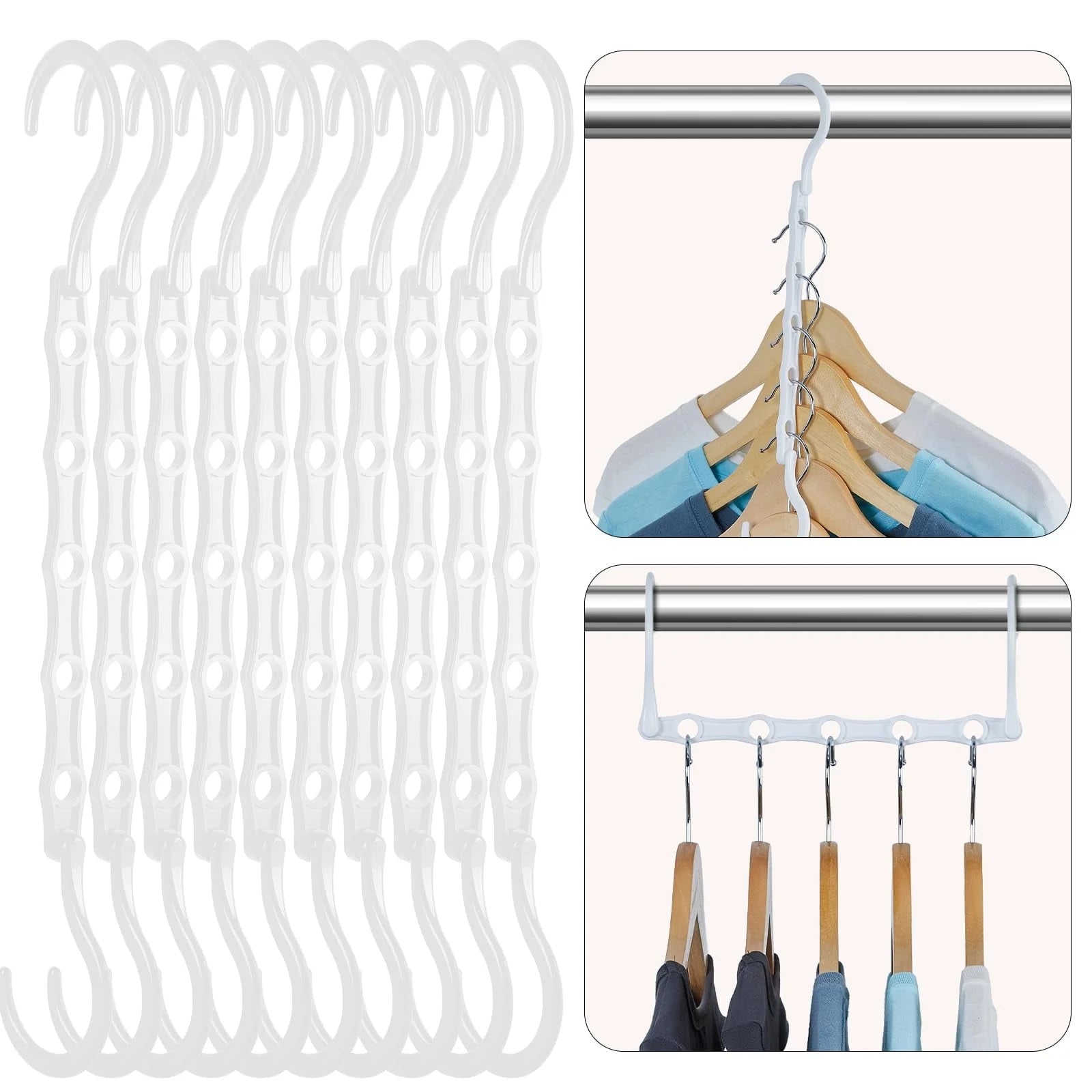 Plastic Space Saving Hangers, Hanger Organizer, Closet Organizer, 16 Pack, White