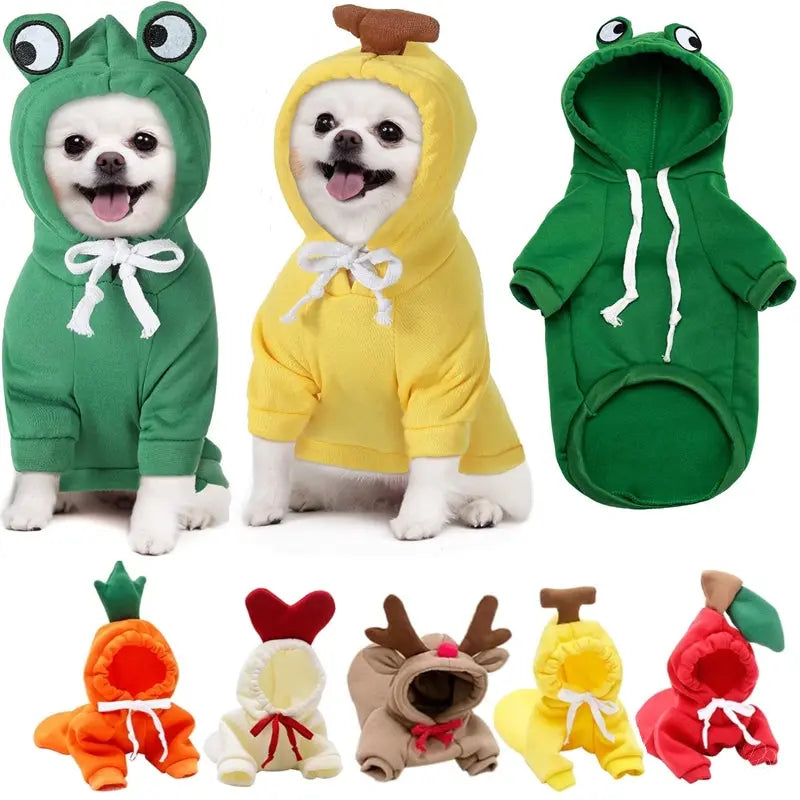 Fruit Print Dog Hoodie for Small Dogs | Soft Fleece Winter Puppy Clothes | Warm Pet Costume for Chihuahua & Frenchie Puracy