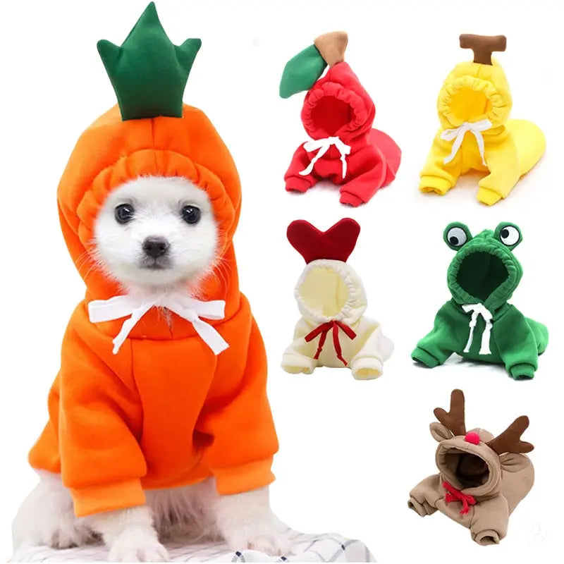 Fruit Print Dog Hoodie for Small Dogs | Soft Fleece Winter Puppy Clothes | Warm Pet Costume for Chihuahua & Frenchie Puracy