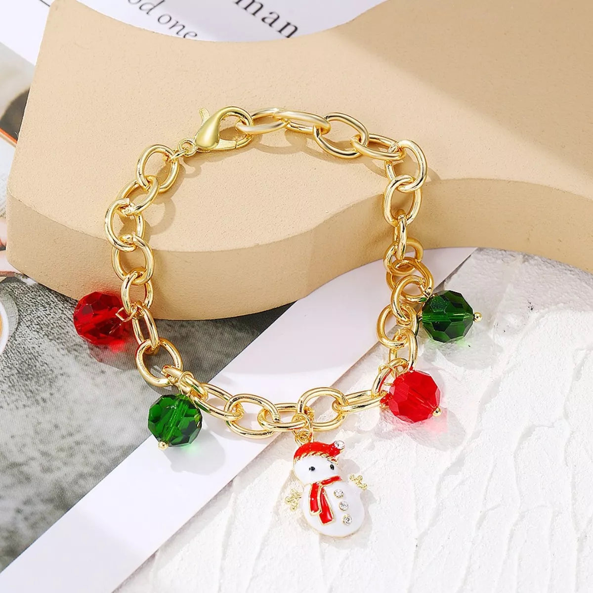 Christmas Santa Snowman Bracelet with Colorful Crystal