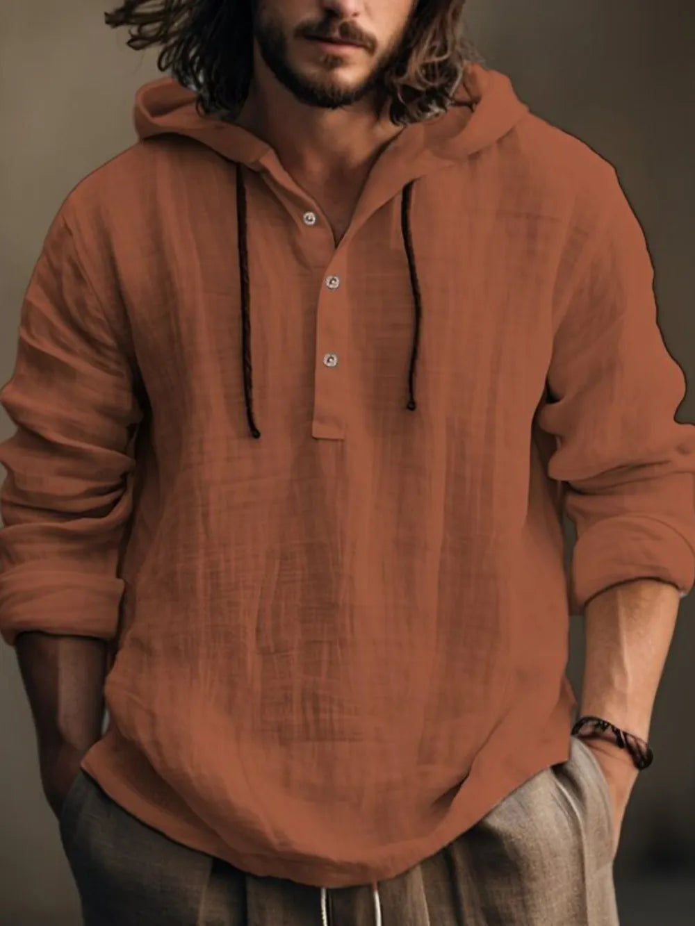 🧥 Full-Size Half-Button Hoodie – Classic Comfort, Confident Fit