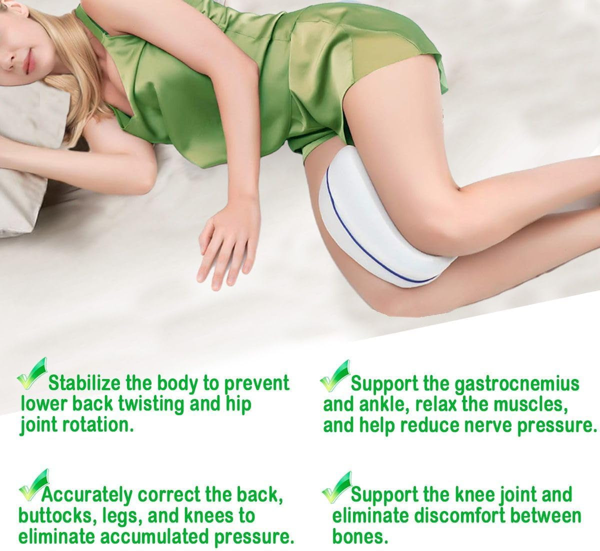 💤 Orthopedic Knee Pillow for Side Sleepers – Memory Foam Leg & Thigh Support