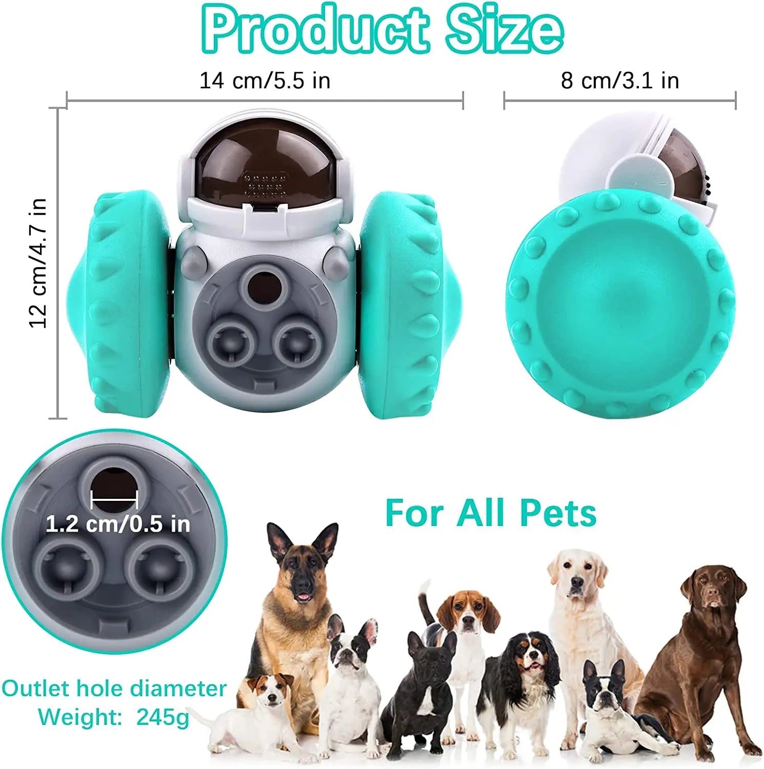 Dog Puzzle Toys Pet Food Interactive Tumbler Slow Feeder Funny Toy -Treat Dispenser for, Dogs & Cats