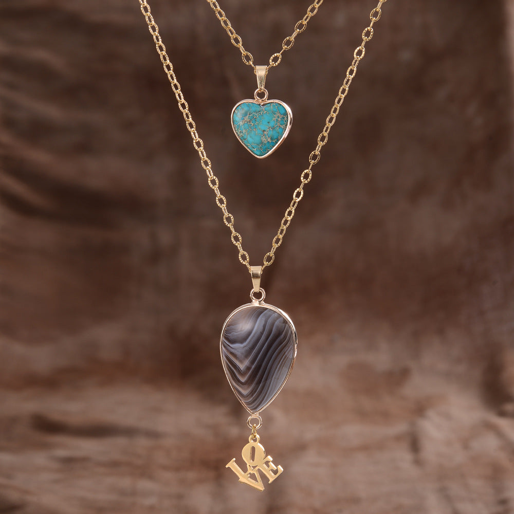 Moonstone Pendant Double Chain Necklace Mother's Day CJ