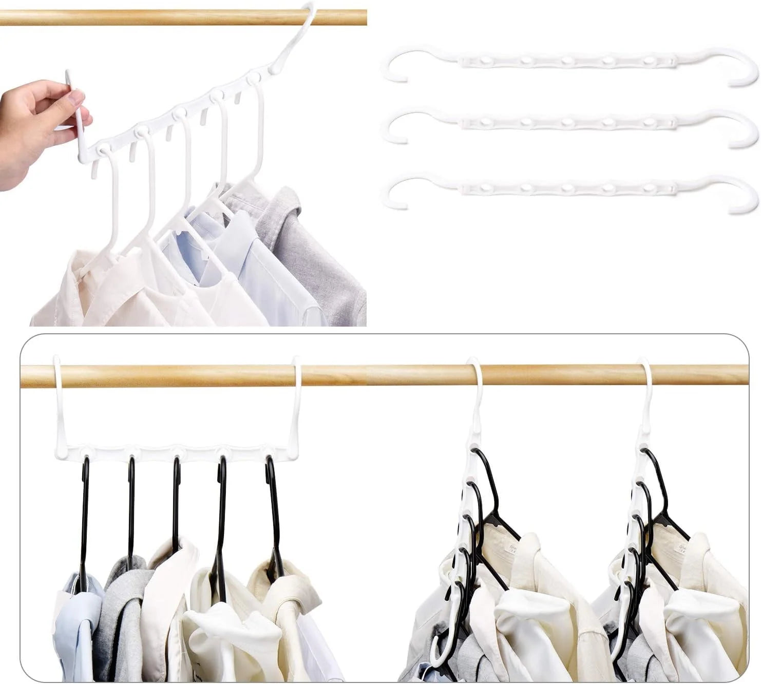 Plastic Space Saving Hangers, Hanger Organizer, Closet Organizer, 16 Pack, White
