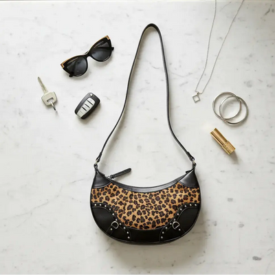 Fame Leopard Print Half Moon Shoulder Bag Trendsi