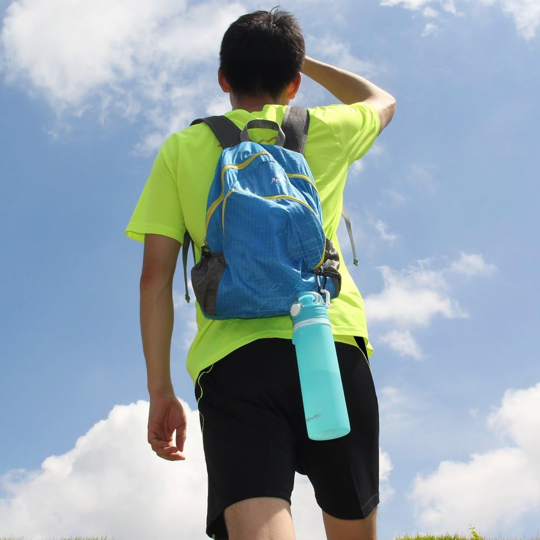 Collapsible Silicone Water Bottle - Leakproof & BPA-Free - 21 oz, Aqua Blue