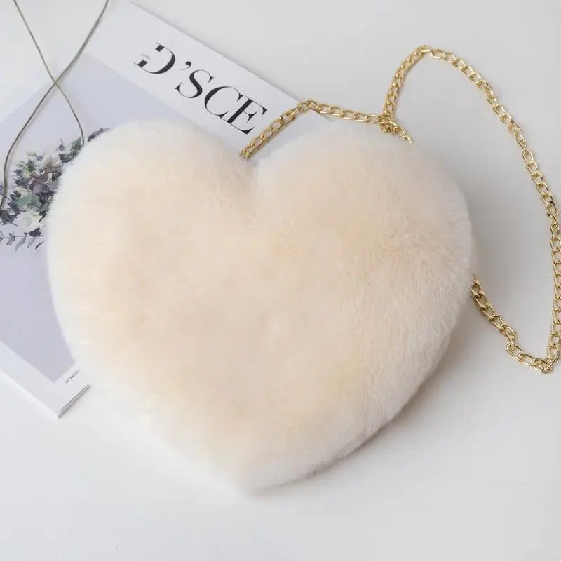 Heart-Shaped Plush Shoulder Bag | The "Dazzle" Comfort Collection CJ