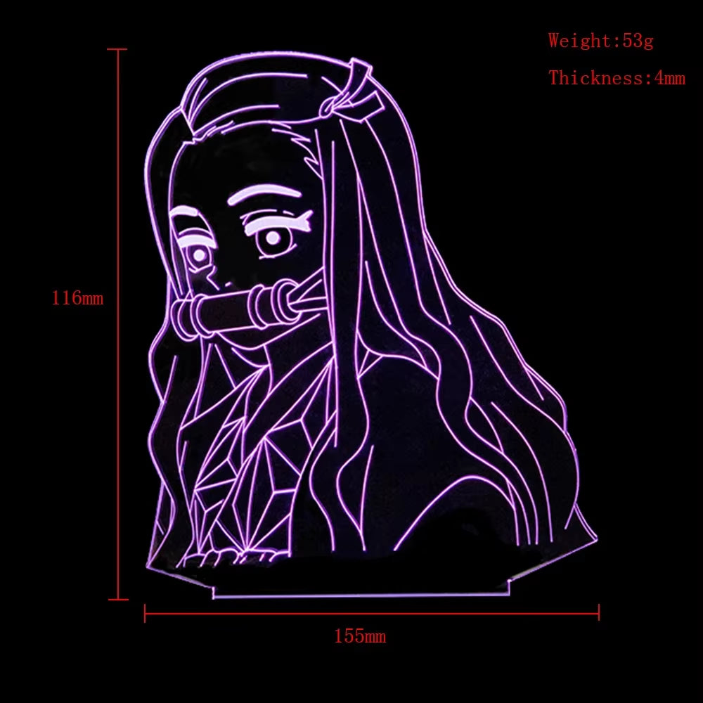 🌀 Anime LED Light – 3D Acrylic Night Lamp for Bedroom & Manga Decor