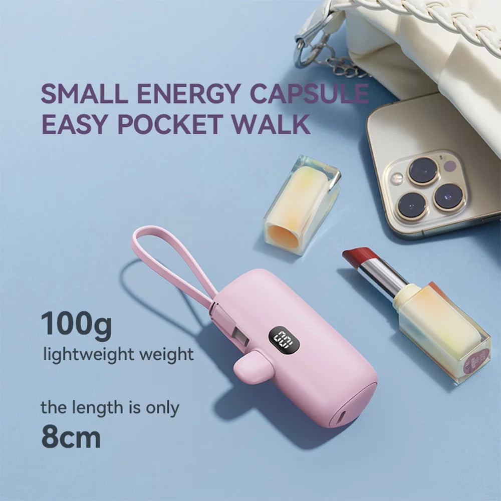 Sanag 2-in-1 Mini Power Bank with Built-In Cables & Phone Stand – 5000mAh Fast Charging