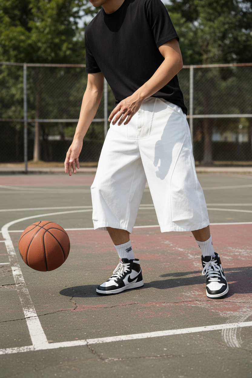 Men's Wide-Leg Cargo Cropped Pants