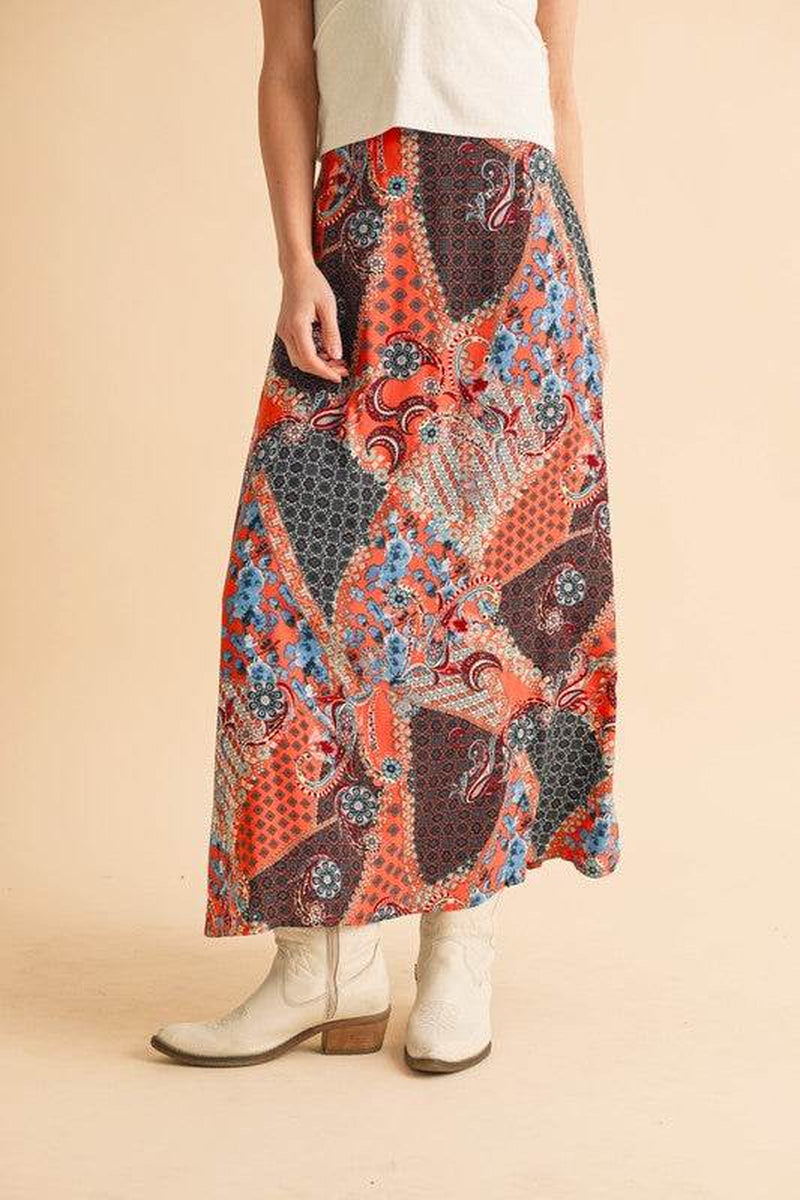 Boho Patchwork Maxi Skirt – Festival-Ready Fall & Holiday Style