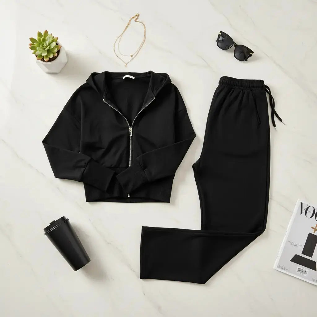 🖤 Zip-Up Hoodie & Pants Set – Move Freely, Lounge Boldly Trendsi